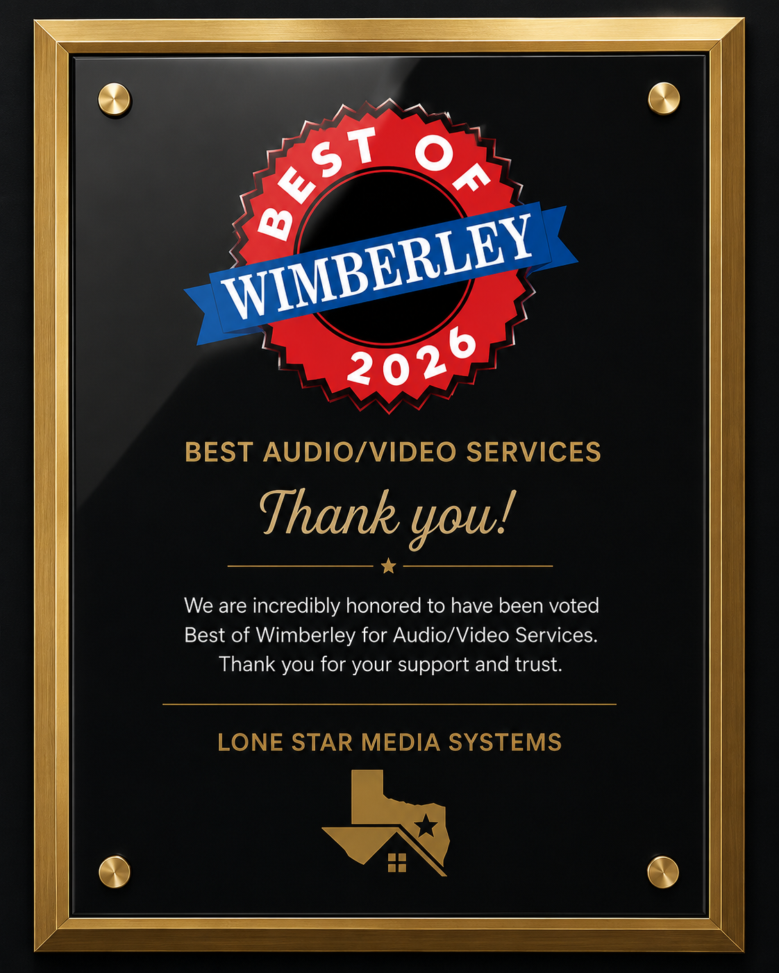 Best of Wimberley 2026 Award — Best Audio/Video Services